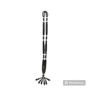 BLACK JADE BEADED WHITE PEARL WOMEN NECKLACE 19"